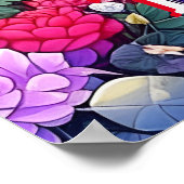 かわいいアニメカップルと花とハート パーソナライズされた ポスター (角)