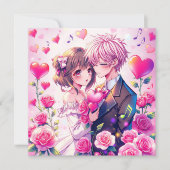 かわいいアニメカップル | バレンタパーソナライズされたンの日 カード (正面)