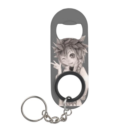 かわいいアニメガイオリジナルスケッチ キーホルダー栓抜き (正面)