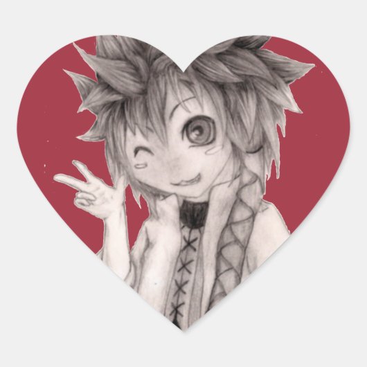 かわいいアニメガイオリジナルスケッチ ハートシール (正面)