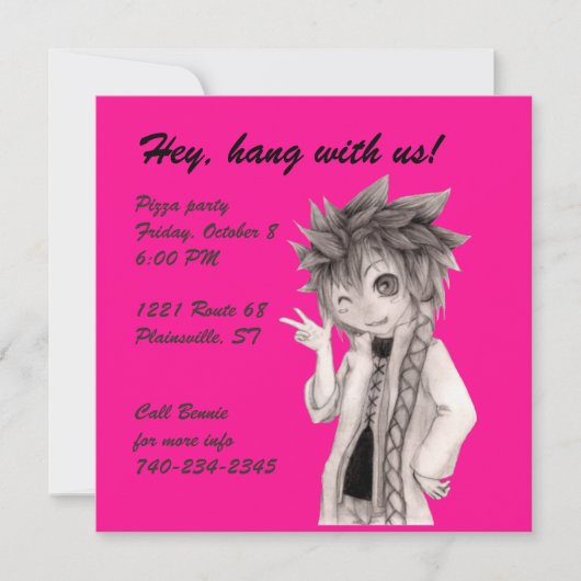 かわいいアニメガイオリジナルスケッチ 招待状 (正面)