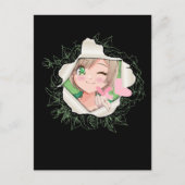 かわいいアニメガールかわいいハートラブオタク ポストカード (正面)