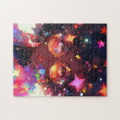 かわいいアニメガールアフリカンアメリカン・アート ジグソーパズル (横)