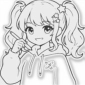 かわいいアニメガールステッカー シール (正面)