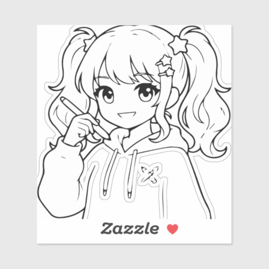 かわいいアニメガールステッカー シール (シート)