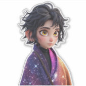 かわいいアニメガールステッカー | 可愛い銀河系美学 シール (正面)