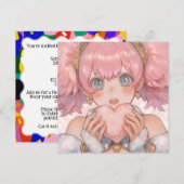 かわいいアニメガールハート 招待状 (正面/裏面)