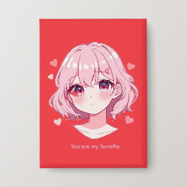 かわいいアニメガールバレンタインスウェットシャツ 缶バッジ