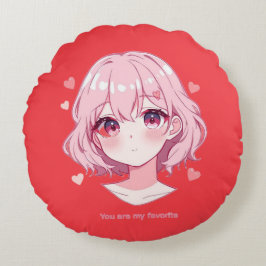 かわいいアニメガールバレンタインパーカー ラウンドクッション