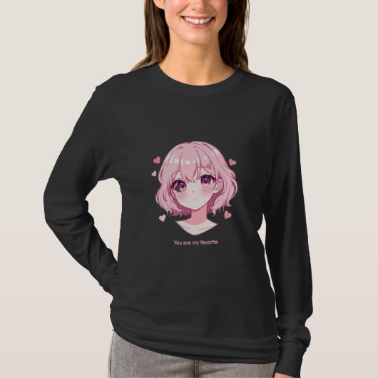 かわいいアニメガールバレンタインパーカー Tシャツ (正面)