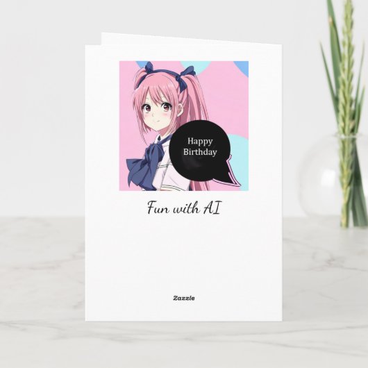 かわいいアニメガールパーソナライズされた誕生日 カード (裏面)