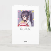 かわいいアニメガールパーソナライズされた誕生日 カード (裏面)