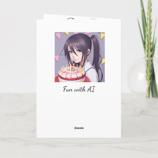 かわいいアニメガールパーソナライズされた誕生日 カード (裏面)