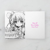 かわいいアニメガールパーソナライズされた誕生日 カード (内部)
