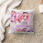 かわいいアニメガールピロー クッション (ブランケット)