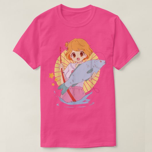 かわいいアニメガールラブ魚釣りfor Girls 10代の Tシャツ (デザイン正面)