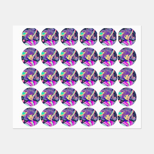 かわいいアニメガールラベル ラベル (シート)