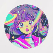 かわいいアニメガールラベル ラベル (デザイン2)