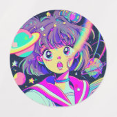 かわいいアニメガールラベル ラベル (デザイン1)