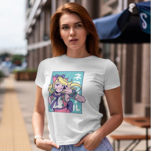 かわいいアニメガール猫耳 Tシャツ