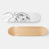 かわいいアニメガール白黒イラストレーション スケートボード (横)