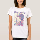 かわいいアニメガール魔法杖 Tシャツ (正面)