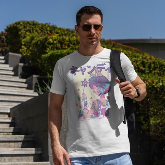 かわいいアニメガール魔法杖 Tシャツ