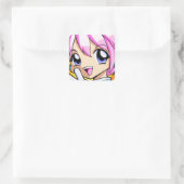 かわいいアニメガール スクエアシール (バッグ)