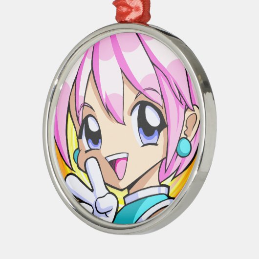 かわいいアニメガール メタルオーナメント (左)