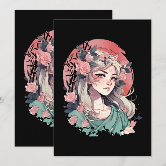 かわいいアニメガール 招待状 (正面/裏面)