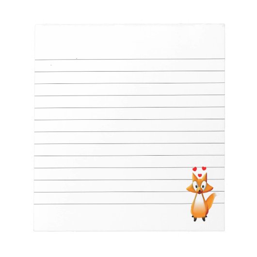 かわいいアニメキツネ動物が並ぶ ノートパッド (正面)