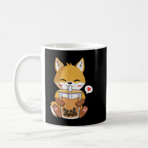 かわいいアニメキツネ飲むボバブルティー恋人 コーヒーマグカップ
