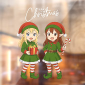 かわいいアニメクリスマスエルフ ウィンドウサイン (シート2)