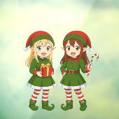 かわいいアニメクリスマスエルフ ウィンドウサイン (シート3)