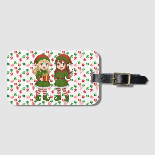 かわいいアニメクリスマスエルフ ラゲッジタグ (正面横)