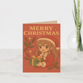 かわいいアニメクリスマスグリーティングカード カード