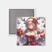 かわいいアニメクリスマス少女 マグネット (正面/裏面)