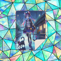 かわいいアニメゲーマーガール&キャット |大