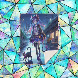 かわいいアニメゲーマーガール&キャット |大 シェルパブランケット