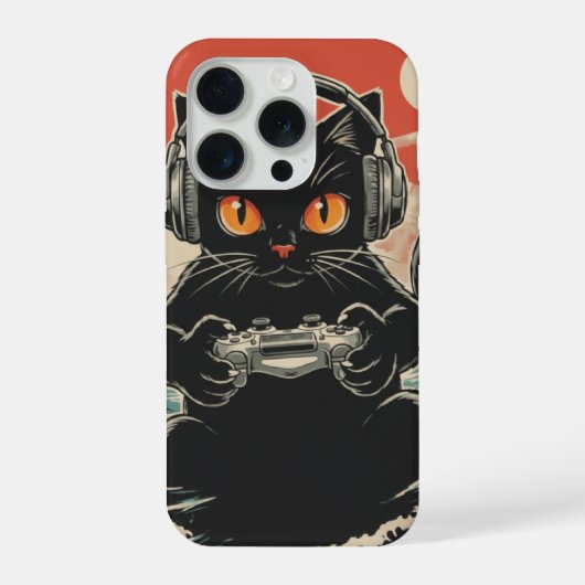 かわいいアニメゲーマー キュートな猫 日本のゲームギフトB iPhoneケース (裏面)