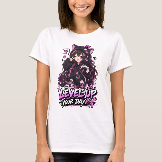 かわいいアニメゲーマー Tシャツ (正面)