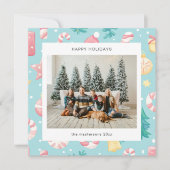 かわいいアニメスタイルの パステルカラーイラスト ホリデーカード (正面)