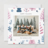 かわいいアニメスタイルの パステルカラーイラスト ホリデーカード (正面)