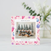 かわいいアニメスタイルの パステルカラーイラスト ホリデーカード (スタンド正面)