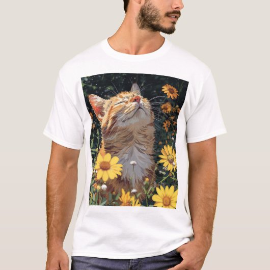 かわいいアニメスタイル猫Tシャツデザイン Tシャツ (正面)