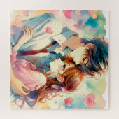 かわいいアニメテーマのバレンタインデー ジグソーパズル (横)