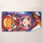かわいいアニメハロウィン魔女 バスタオル (バスタオル)