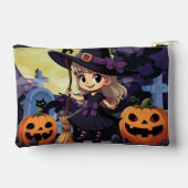 かわいいアニメハロウィーンの魔女 アクセサリーポーチ (裏面)