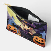 かわいいアニメハロウィーンの魔女 アクセサリーポーチ (見開き)
