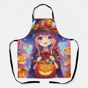 かわいいアニメハロウィーンの魔女 エプロン